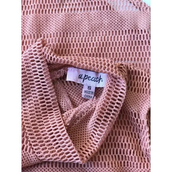 A. Peach Womens Dusty Pink Mesh Bodysuit S - Picture 4 of 7